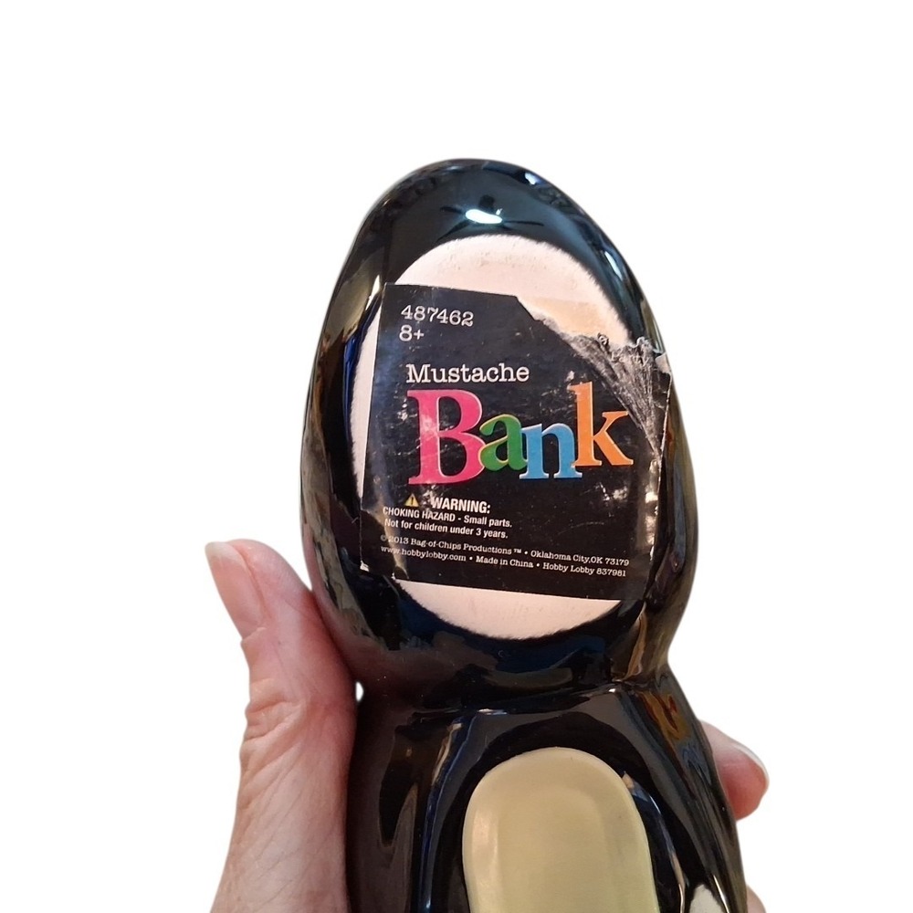 Unique 6.5"L Black Curled Mustache Theme Coin Bank Man Cave Gag Gift Retirement - Picture 7 of 7